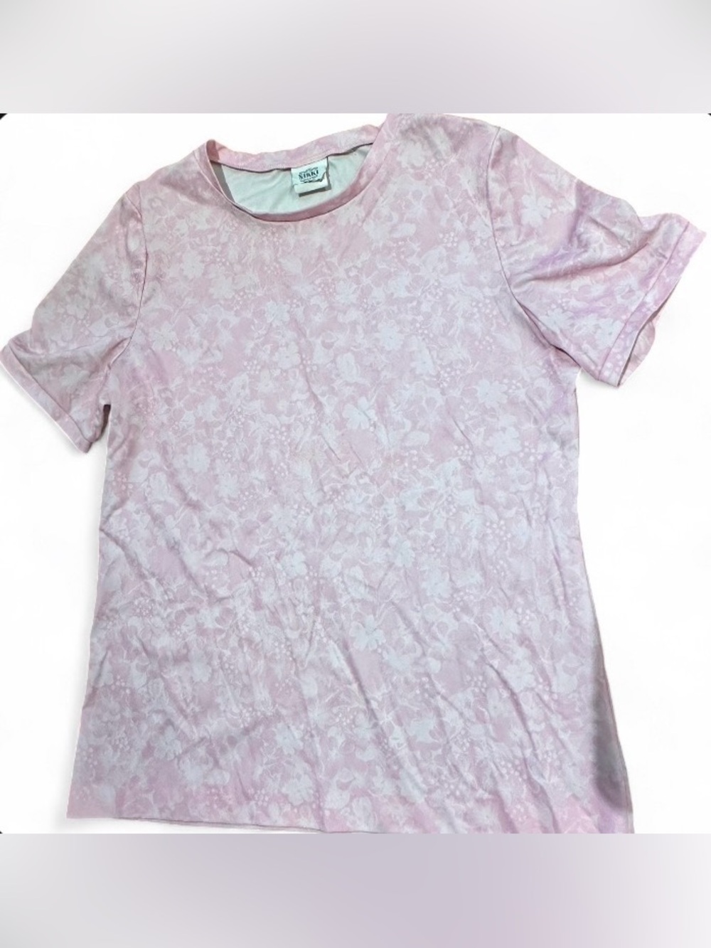 VTG 60s Nikki brand pink floral polyester blouse
